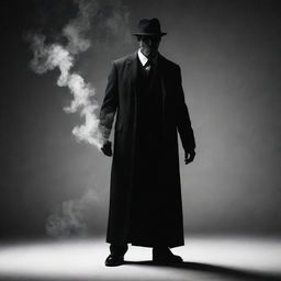 Conceptual image of a cannabis vape transforming into a suave, shadowy figure reminiscent of a secret agent or hitman.