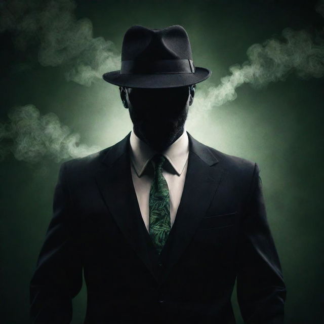 Conceptual image of a cannabis vape transforming into a suave, shadowy figure reminiscent of a secret agent or hitman.