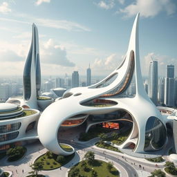 A visionary concept of futuristic architecture with innovative, sleek designs