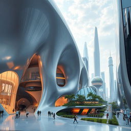 A visionary concept of futuristic architecture with innovative, sleek designs