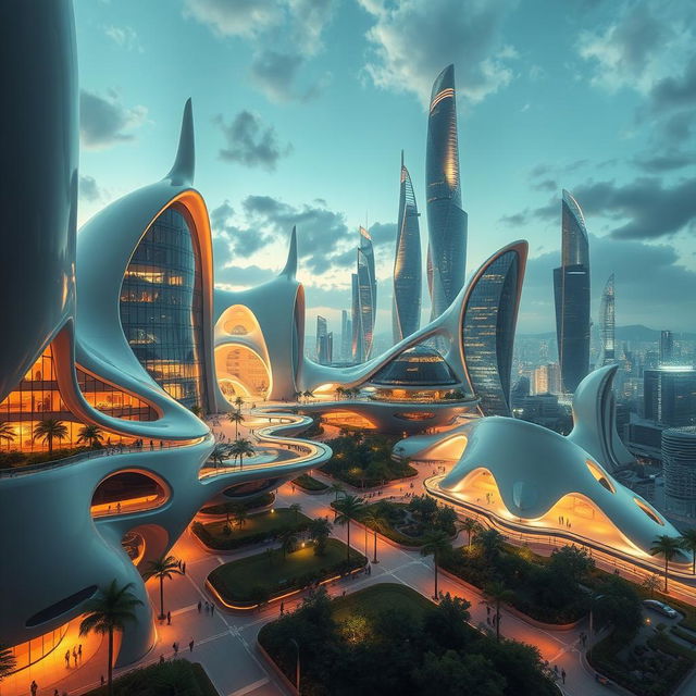 A visionary concept of futuristic architecture with innovative, sleek designs