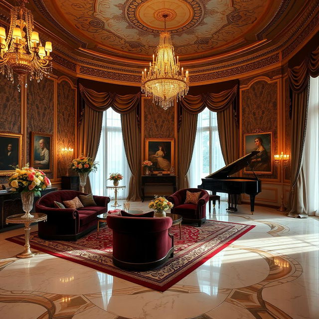 An elegantly decorated room with a sophisticated and luxurious atmosphere