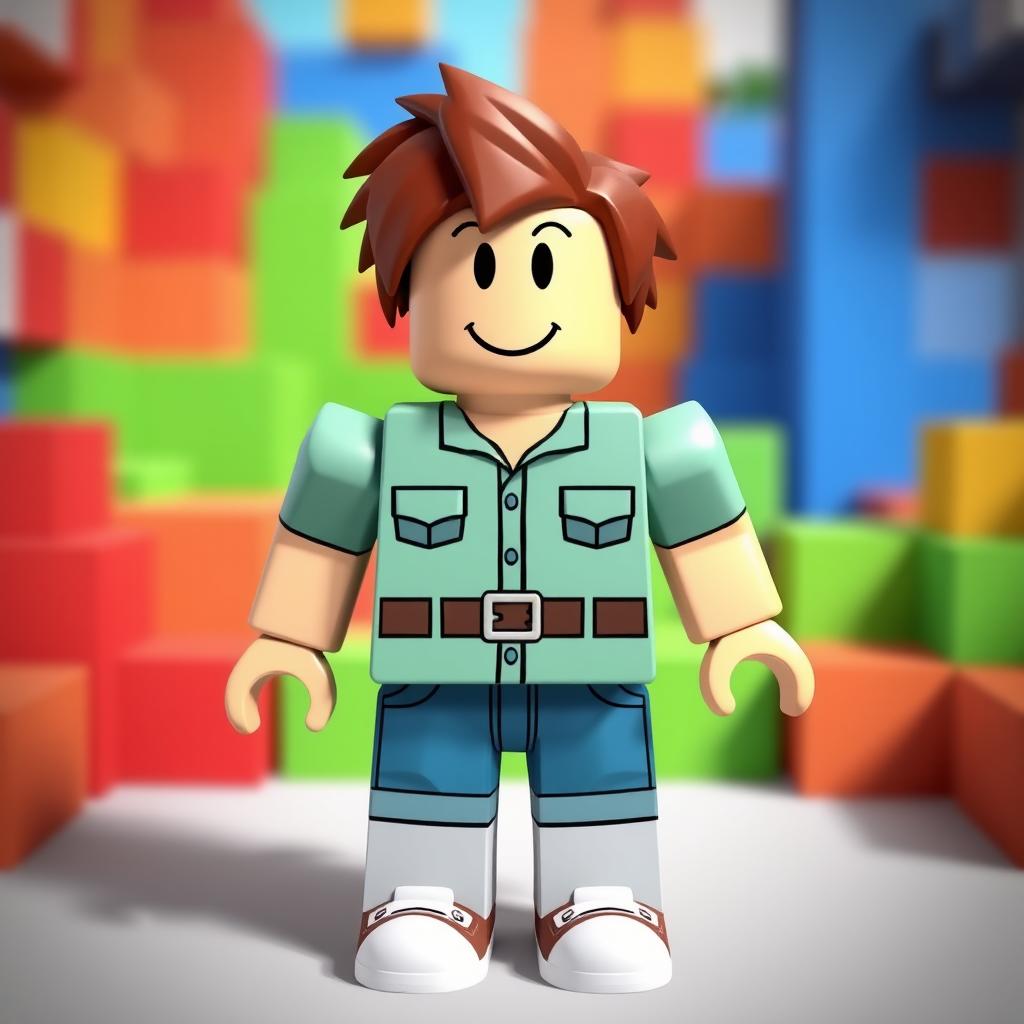 Simple Roblox character wearing default clothing, standing in a virtual world