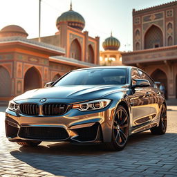 A sleek and powerful BMW M3 G80 on the vibrant streets of Uzbekistan