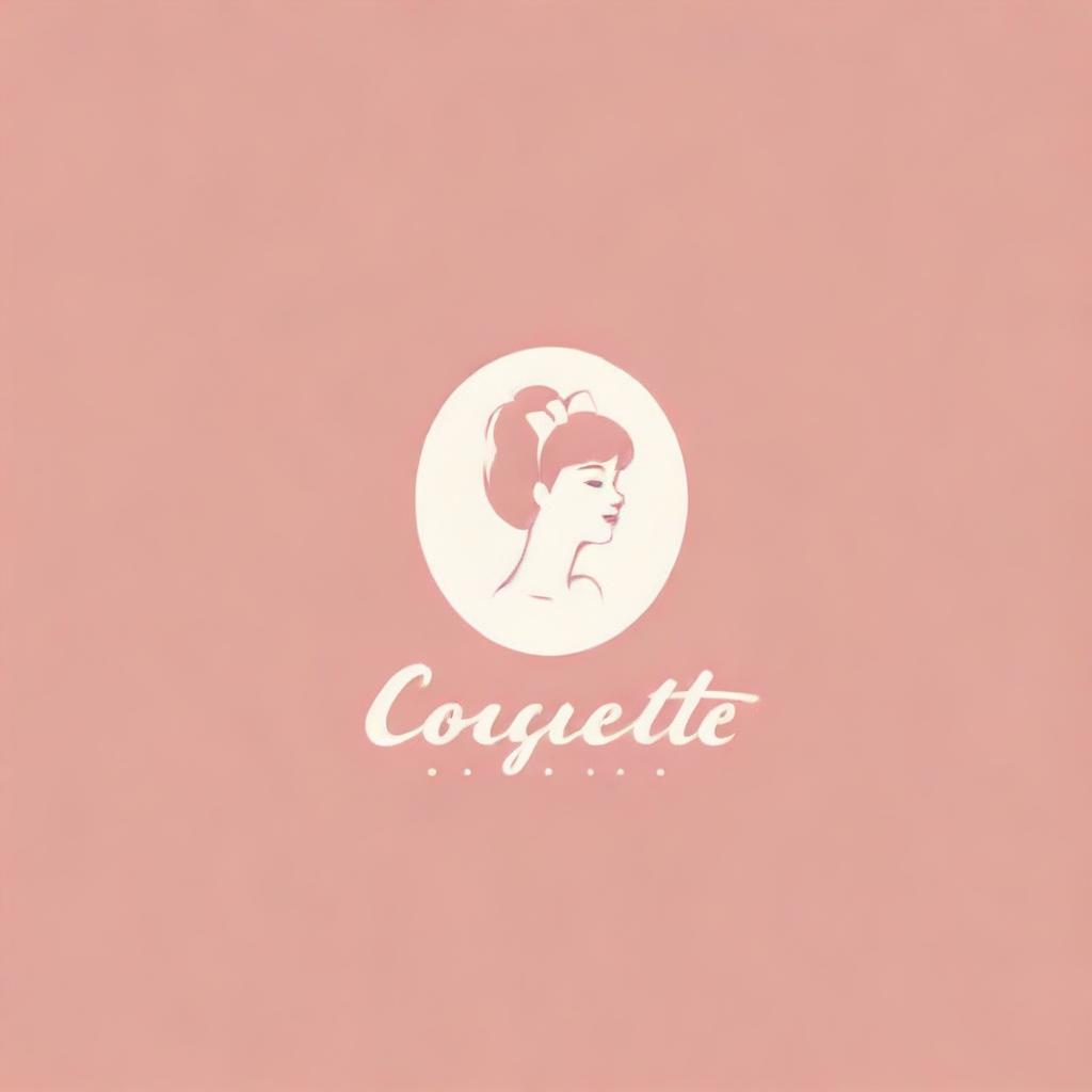 Create a retro-styled, but cute, logotype for a brand named 'Coquette'. The primary color should be baby pink.