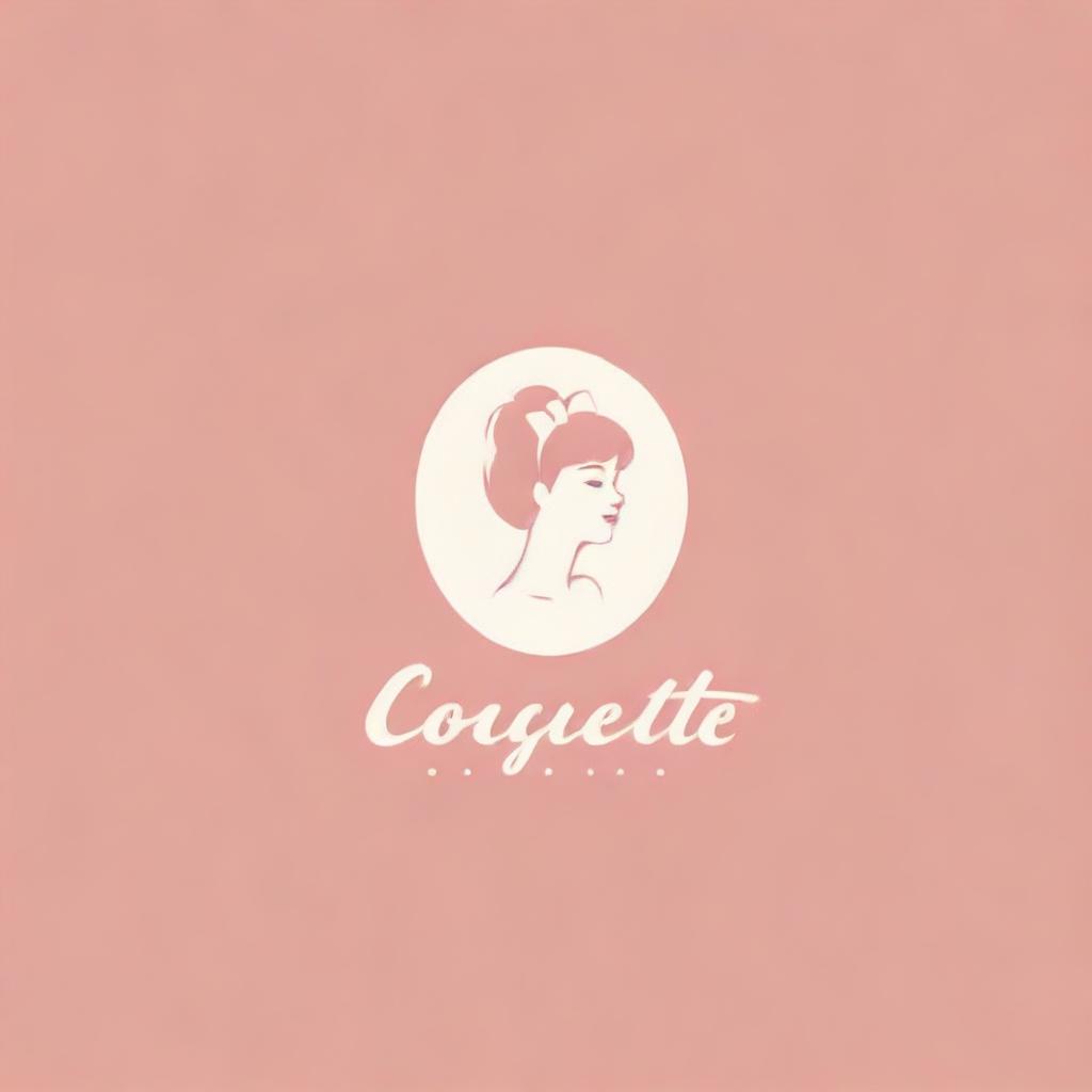 Create a retro-styled, but cute, logotype for a brand named 'Coquette'. The primary color should be baby pink.