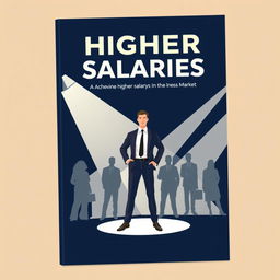 A modern and minimalist vector book cover focusing on the theme of achieving higher salaries in the business market