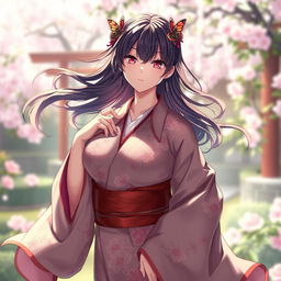 Kanae Kocho from Demon Slayer dressed in a sexy kimono