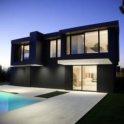 Highly detailed, modern and luxurious home with clean lines, large glass windows, and eco-friendly design elements