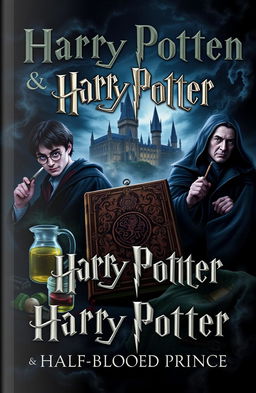 A book cover design for "Harry Potter & the Half-Blood Prince" featuring a dark, mysterious atmosphere