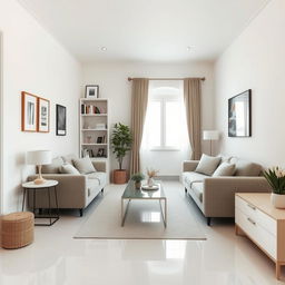 A small living room beautifully organized and immaculately clean