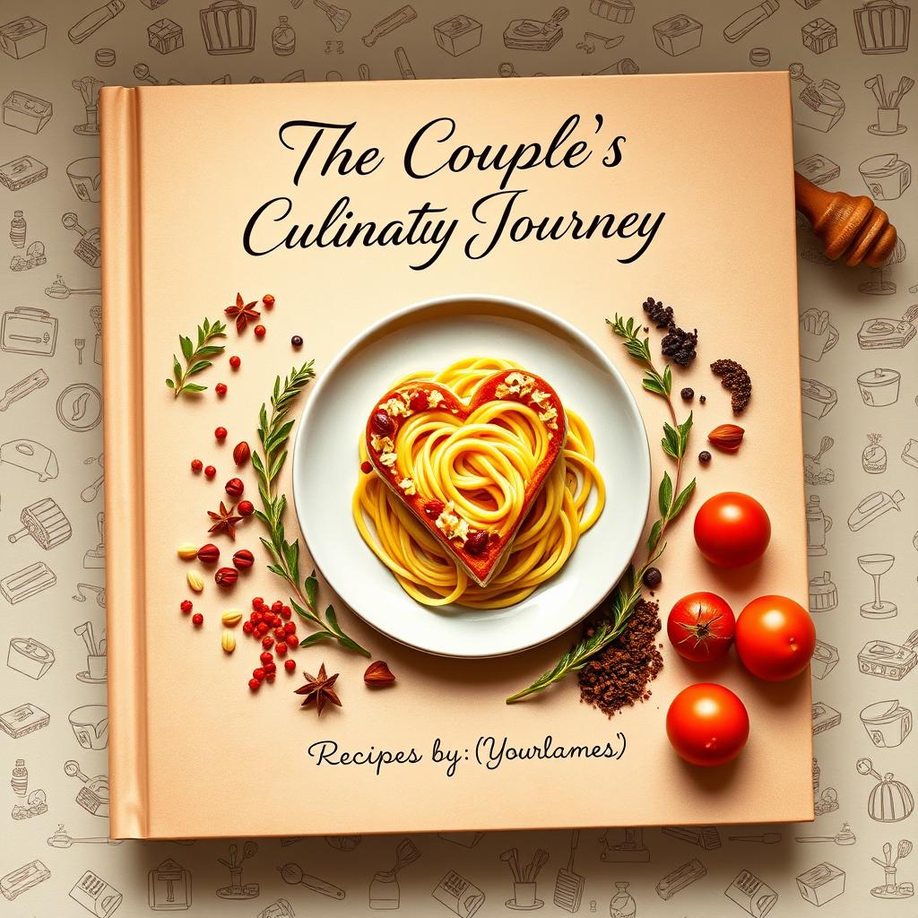 A captivating and elegant cover for a cookbook authored by a couple