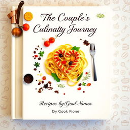 A captivating and elegant cover for a cookbook authored by a couple