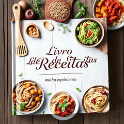 A beautifully designed cookbook cover showing a variety of delicious and colorful dishes