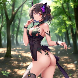 Shinobu Kocho from Demon Slayer dressed in a provocative and alluring outfit, gracefully posed to highlight her elegance and charm