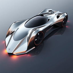 a futuristic car with sleek aerodynamic design, inspired by the Devel Sixteen, with a hyper-modern, ultra-fast appearance suggesting it could reach 500 mph