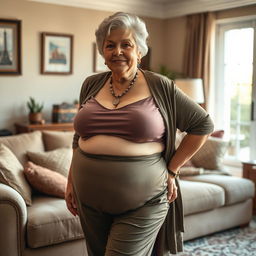 Elderly woman with a voluptuous body, showcasing her glamorous and confident persona