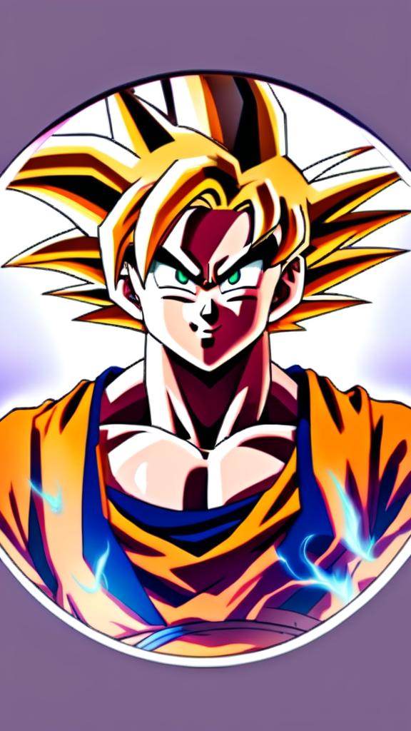 Anime-style profile picture of Goku from Dragon Ball, smiling broadly with his golden hair glowing, encased within a circular border.