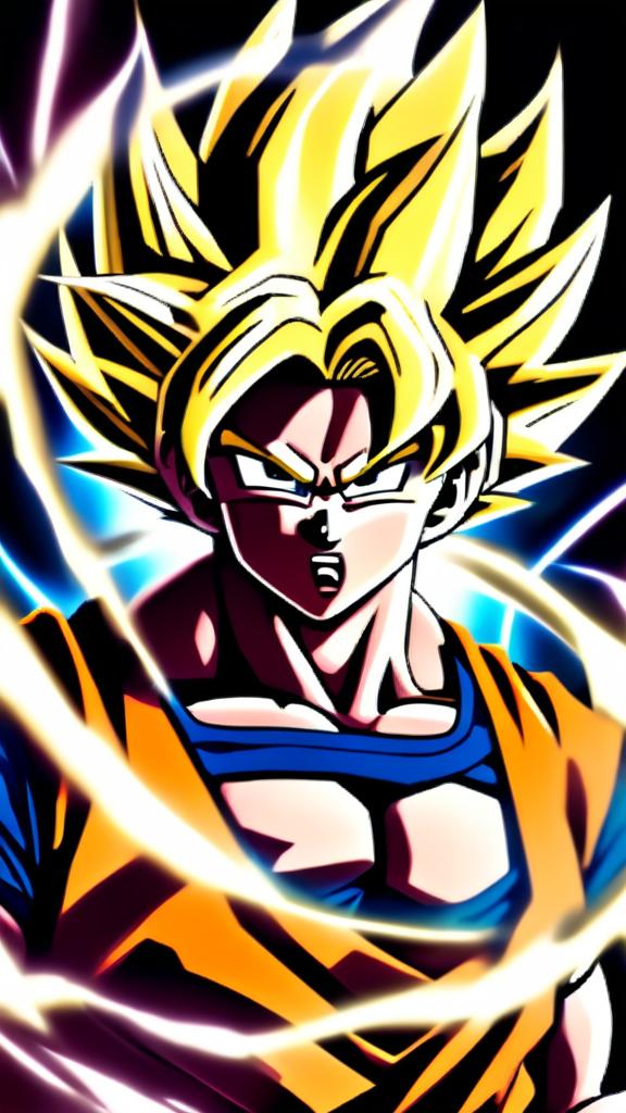 Anime-style profile picture of Goku from Dragon Ball, displaying an intense anger, his golden hair glowing fiercely, encased within a circular border.