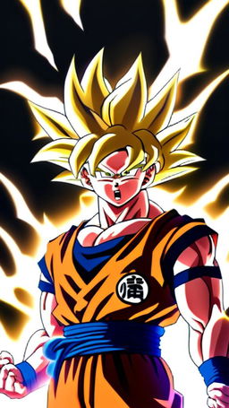 Anime-style profile picture of Goku from Dragon Ball, displaying an intense anger, his golden hair glowing fiercely, encased within a circular border.