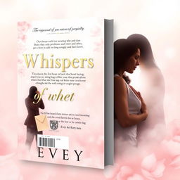 An elegant and romantic book cover for 'Whispers of the Heart' with the title in a soft, sophisticated gold or gentle blush color, using a font style that exudes elegance and romance