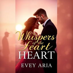 An elegant and romantic book cover for 'Whispers of the Heart' with the title in a soft, sophisticated gold or gentle blush color, using an elegant and romantic font style