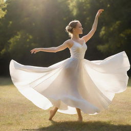 A graceful dancer twirling jubilantly under the radiant sun.