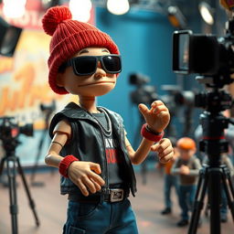 Concept art featuring a Russian rapper designed as a stop-motion puppet on the film set of Robot Chicken