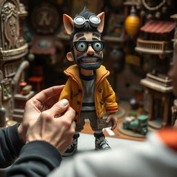 Concept art depicting Russian rapper Oleg Nechiporenko, known as Kizaru, styled as a stop-motion human puppet inspired by The Isle of Dogs