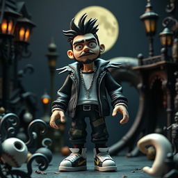 Concept art depicting Russian rapper Oleg Nechiporenko, known as Kizaru, styled as a stop-motion human action figure