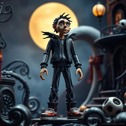 Concept art depicting Russian rapper Oleg Nechiporenko, known as Kizaru, styled as a stop-motion human action figure