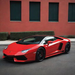 A high-end Lamborghini sports car in a vibrant shade of red.