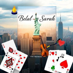 Realistic book cover with New York City skyline and a detailed Statue of Liberty