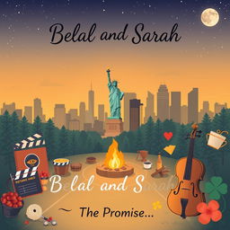 A romantic book cover titled 'Belal and Sarah' with a subtitle 'The Promise