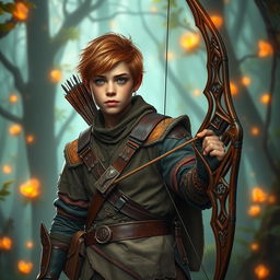 A fantasy-themed teenage hunter with copper skin, exuding a sense of adventure and mystique