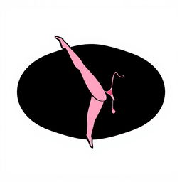 A stylized logo featuring a woman's legs in a dynamic kicking pose, with a thong playfully dangling from her toes