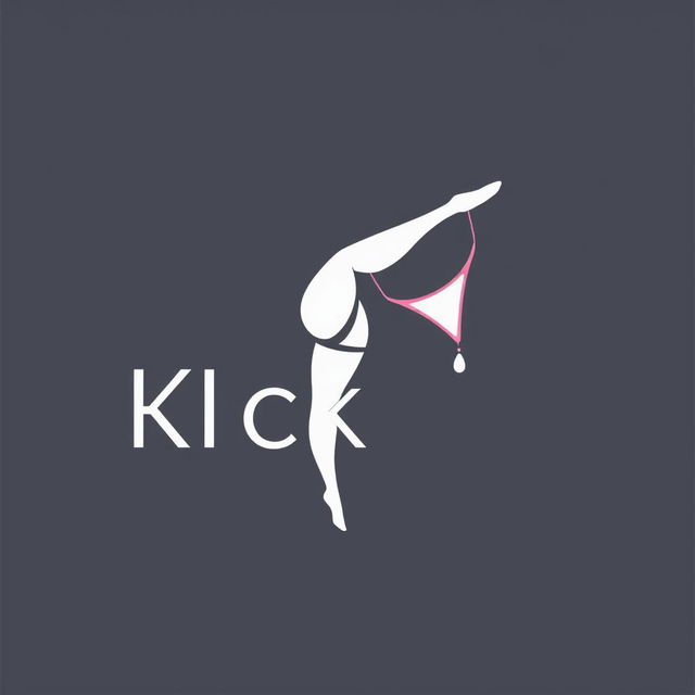 A stylized logo featuring a woman's legs in a dynamic kicking pose, with a thong playfully dangling from her toes