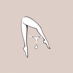 A stylish logo featuring a woman's legs slightly bent, with a thong artfully dangling from her toes