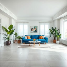 A living room with white ceilings, creating a bright and airy atmosphere