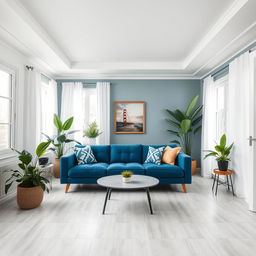 A living room with white ceilings, creating a bright and airy atmosphere