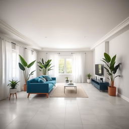 A living room with pristine white ceilings that create a sense of openness and brightness