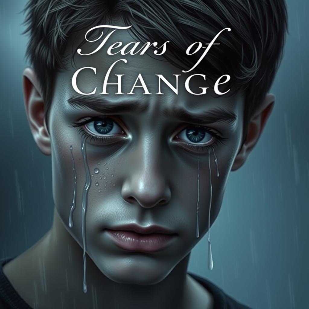 Half of a crying teenage boy's face appearing on the cover, showcasing intense emotion with tears streaming down