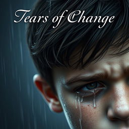 Half of a crying teenage boy's face appearing on the cover, showcasing intense emotion with tears streaming down