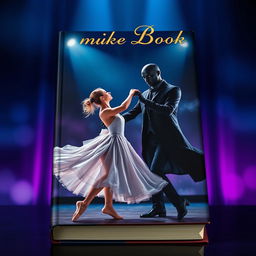 A captivating book cover featuring an elegant ballerina gracefully dancing with a mysterious man dressed in black with a mask