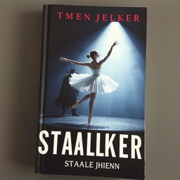 A dramatic book cover featuring a ballerina and a shadowy stalker figure