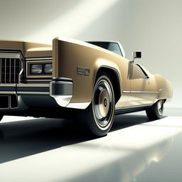 A concept design of a 1970s Cadillac Eldorado Coupe, showcasing a sleek and futuristic aesthetic that captures the essence of 70s automotive innovation