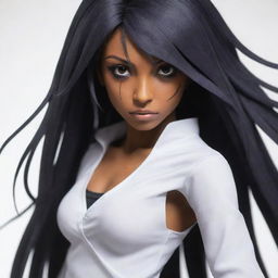 Create an intense image of the anime character Yoruichi Shihoin from Bleach in her powerful Hollow transformation