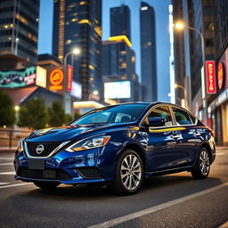 A 2016 Nissan Sentra SV parked on a modern urban street