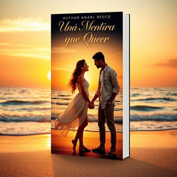 A captivating book cover for a romance novel titled "Una Mentira Que Queria Creer"