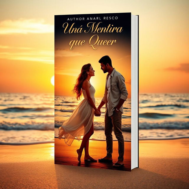 A captivating book cover for a romance novel titled "Una Mentira Que Queria Creer"